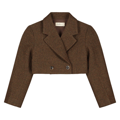 Charlie Petite | Nora Cropped Blazer | Brown Melange