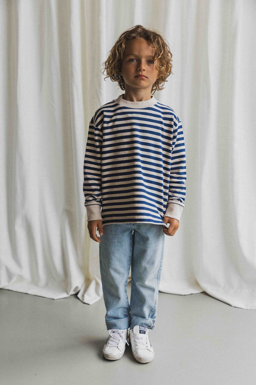CHARLIE PETITE | LONGSLEEVE HAVEN BLUE BEIGE STRIPE
