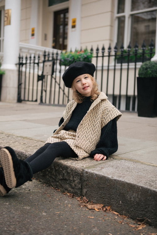 CHARLIE PETITE | GILET HEATHER BLACK BEIGE