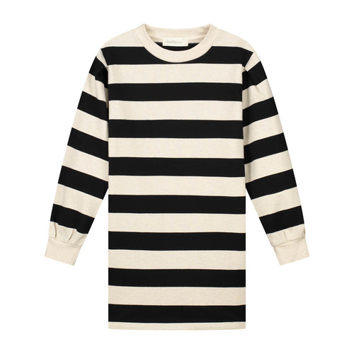 CHARLIE PETITE | SWEATER DRESS CECILE BLACK BEIGE STRIPE