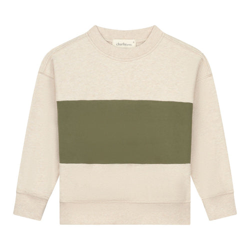 CHARLIE PETITE | SWEATER HUNTER BEIGE MELANGE GREEN STRIPE