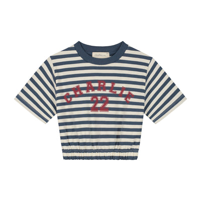 Charlie Petite | Nicky T-Shirt | Stripes Denim Blue/Ecru