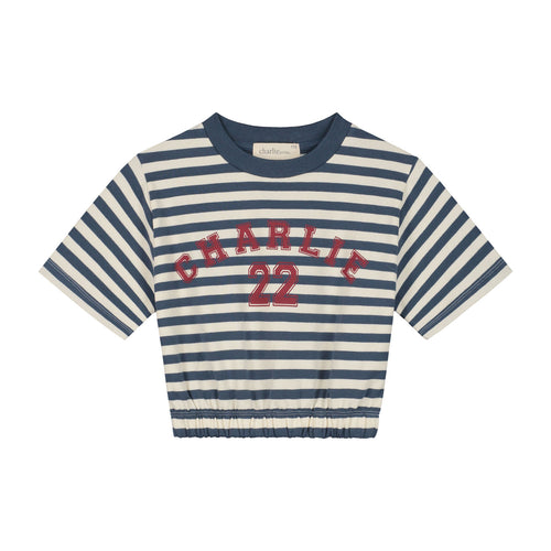 Charlie Petite | Nicky T-Shirt | Stripes Denim Blue/Ecru