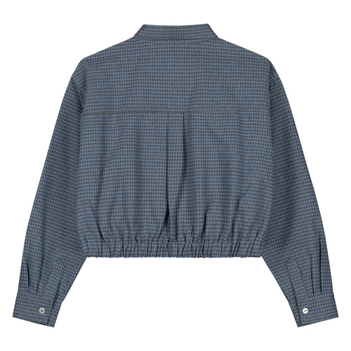 Charlie Petite | Odile Blouse - Mini | Blue/Grey Checked