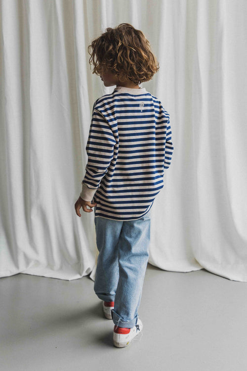 CHARLIE PETITE | LONGSLEEVE HAVEN BLUE BEIGE STRIPE