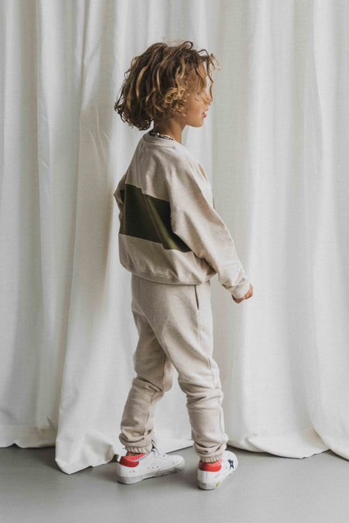 CHARLIE PETITE | SWEATER HUNTER BEIGE MELANGE GREEN STRIPE