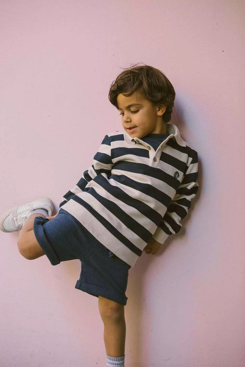 CHARLIE PETITE | POLO EMILE BEIGE MELANGE NAVY