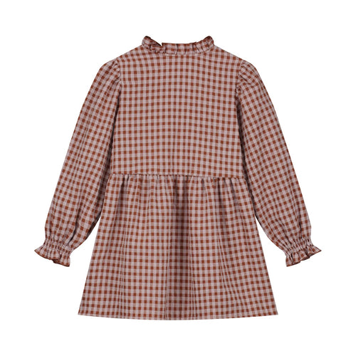 CHARLIE PETITE | DRESS FAUVE CHECK PINK RED