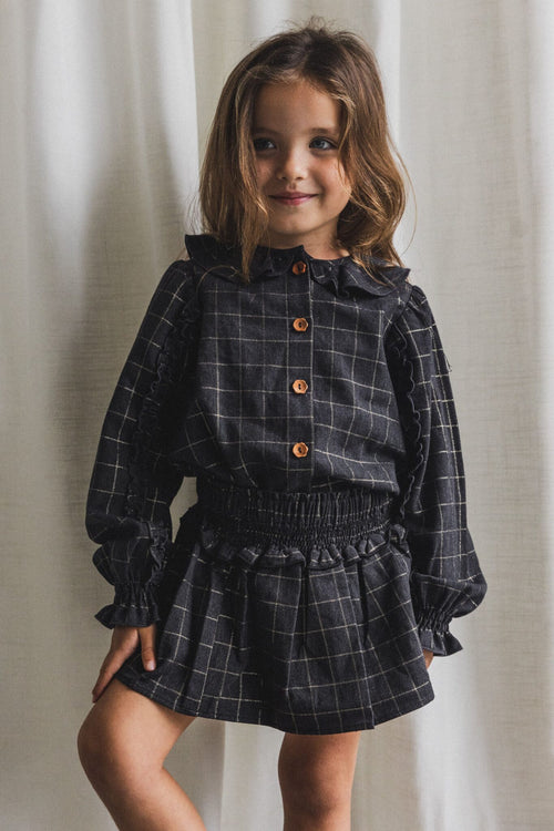 CHARLIE PETITE | BLOUSE FLEUR BLACK/CHECK