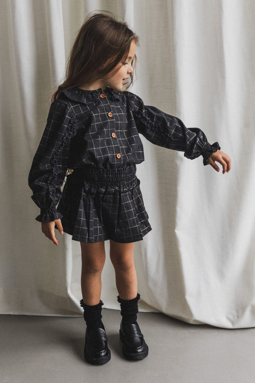 CHARLIE PETITE | BLOUSE FLEUR BLACK/CHECK