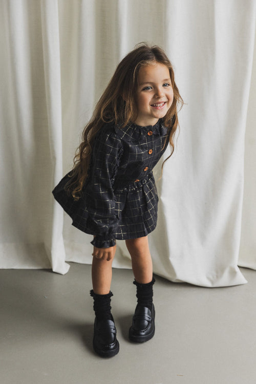 CHARLIE PETITE | BLOUSE FLEUR BLACK/CHECK