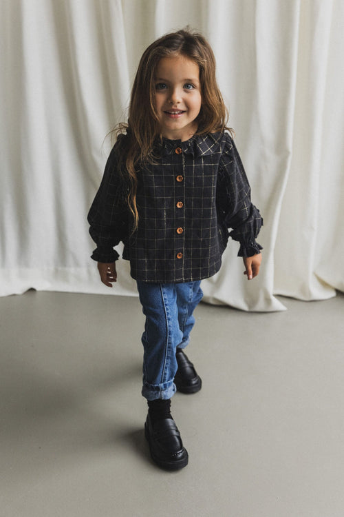 CHARLIE PETITE | BLOUSE FLEUR BLACK/CHECK