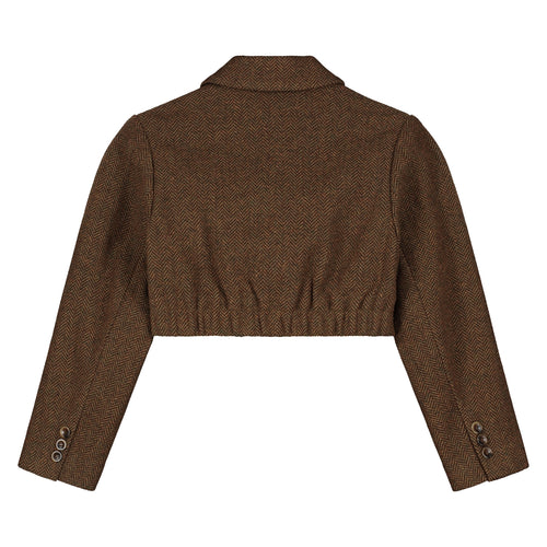 Charlie Petite | Nora Cropped Blazer | Brown Melange