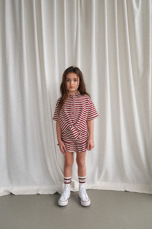 Charlie Petite | Georgie Blouse | Cream/Bordeaux