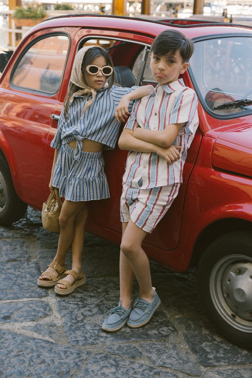 Charlie Petite | Ines Short | Stripes Blue/White