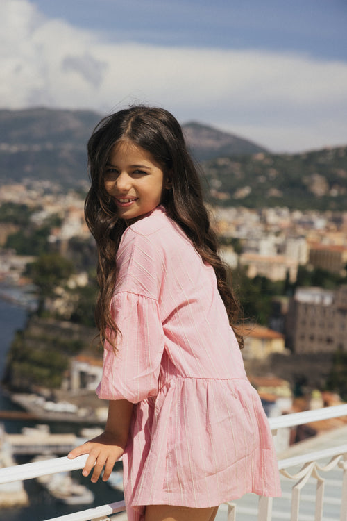 Charlie Petite | Isabelle Dress | Stripes Pink/White