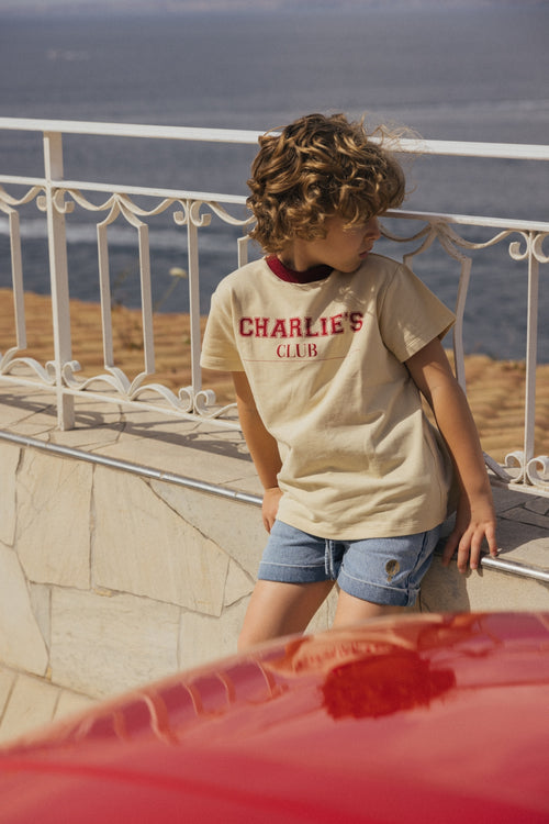 Charlie Petite | Leon T-Shirt | Cream/Bordeaux