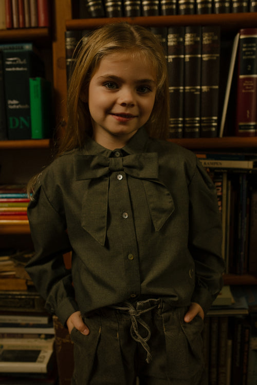 Charlie Petite | Gaby Blouse | Forest Green