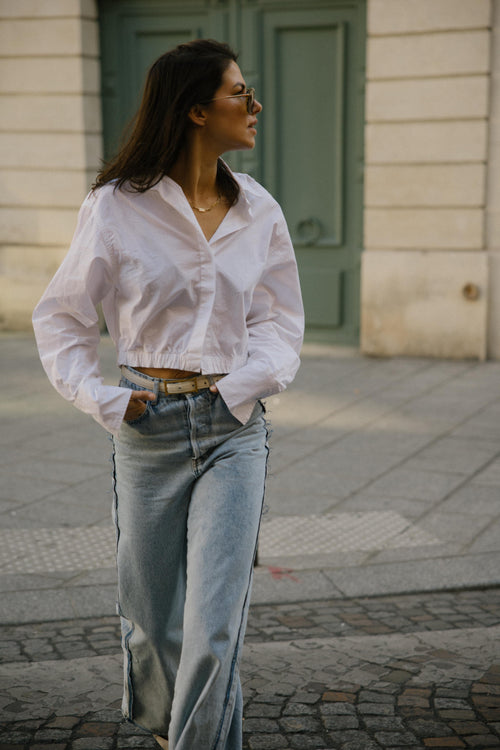 Charlie Petite | Olive Jeans - Mommy | Light Snow Wash