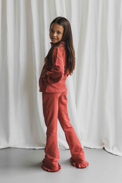 CHARLIE PETITE | FLAIRED PANTS HILDE BURNED RED