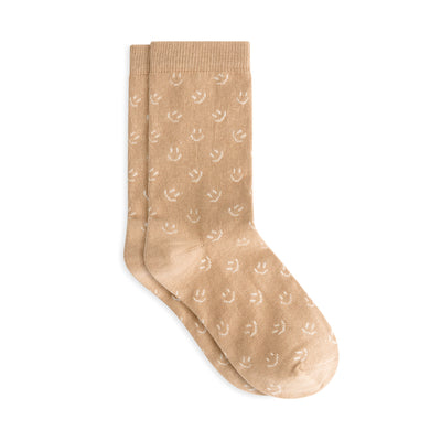 CHARLIE PETITE | Jules Socks Smiley All-Over - Camel Melange