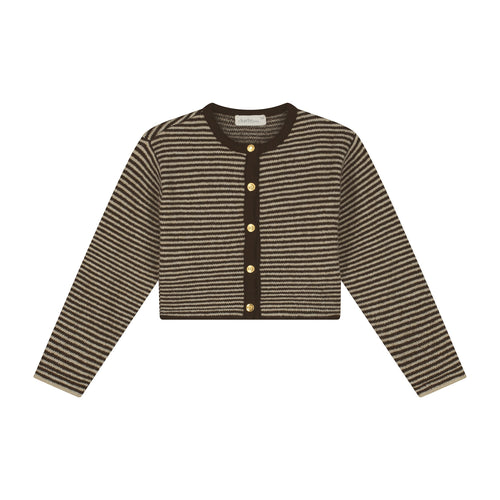 Charlie Petite | Jade Cardigan | Stripes Brown/Ecru