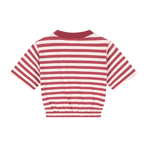 Charlie Petite | Lianne T-Shirt | Stripes Bordeaux/Ecru
