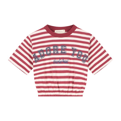 Charlie Petite | Lianne T-Shirt | Stripes Bordeaux/Ecru