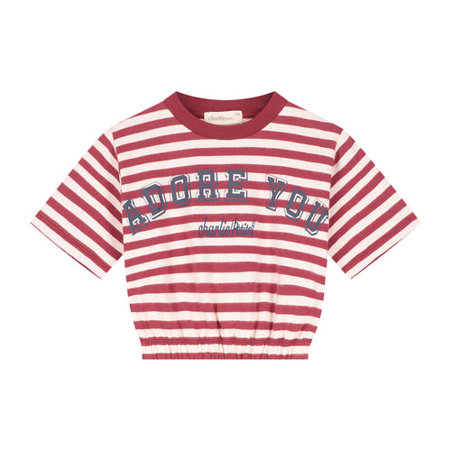 Charlie Petite | Lianne T-Shirt | Stripes Bordeaux/Ecru