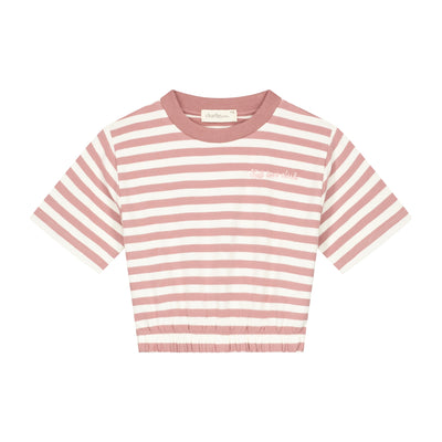Charlie Petite | Lianne T-Shirt | Stripes Pink/Ecru