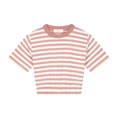 Charlie Petite | Lianne T-Shirt | Stripes Pink/Ecru