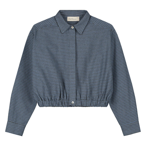 Charlie Petite | Odile Blouse - Mommy | Blue/Grey Checked