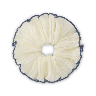 Peach Scrunchie | Ecru with Navy