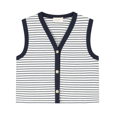 Perla Gilet | Stripes Ecru/Navy