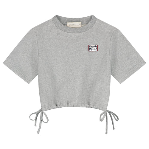 Charlie Petite | Roxy Cropped T-Shirt Sweater - Mini | Grey Melange