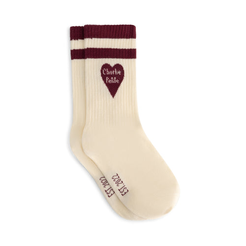 Charlie Petite | Soy Socks | Ecru with Bordeaux