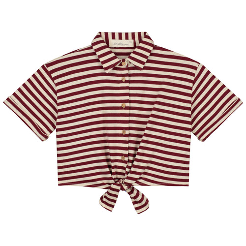 Charlie Petite | Georgie Blouse | Cream/Bordeaux