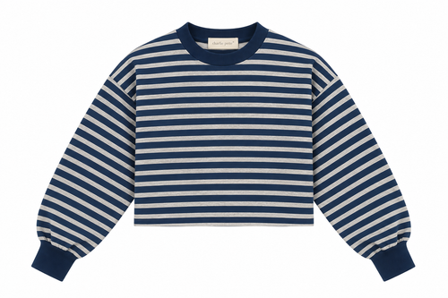 Charlie Petite | Su Longsleeve | Stripes Grey/Navy