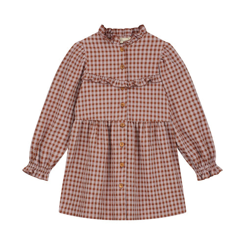 CHARLIE PETITE | DRESS FAUVE CHECK PINK RED